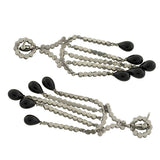 Victorian Cut Steel & Onyx Chandelier Earrings