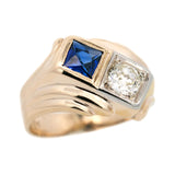 Retro 14k Gold Sapphire & Diamond Ring