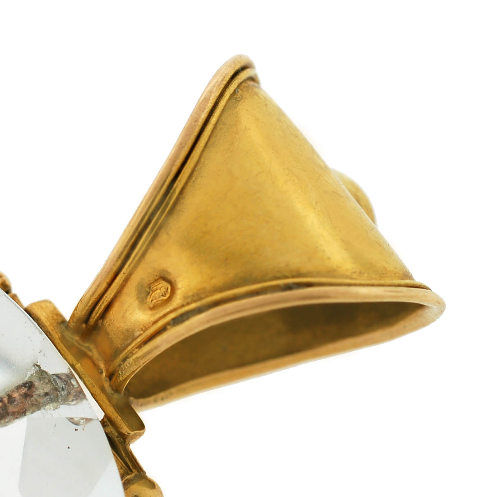 Victorian Large 18kt Rock Crystal, Diamond, Garnet + Tiger Eye Bug Pendant