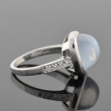 Art Deco 14k Moonstone & Diamond Ring