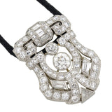 Art Deco Platinum Diamond Clip Pendant Necklace 2.30ctw