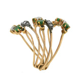 Late Victorian 14kt Emerald & Diamond Curvy Harem Ring