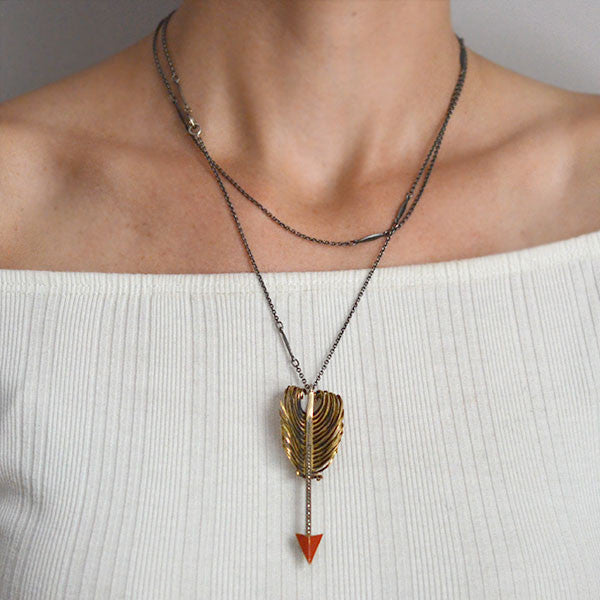 Art Deco Silver Gilt & Marcasite Enameled Arrow Pin/Pendant