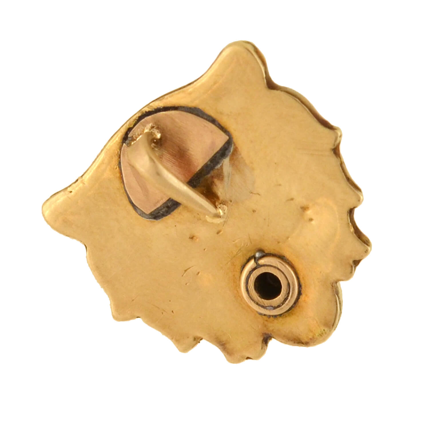 Victorian 15kt Enamel + Diamond Tiger Head Pendant