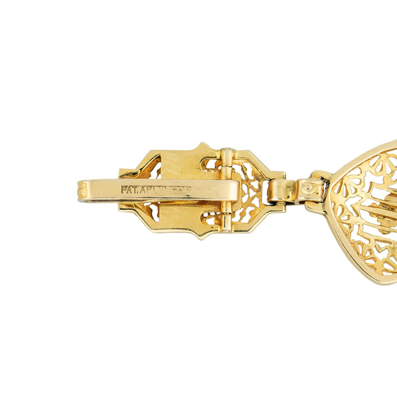 Art Deco 14k Gold Filigree Panel Chain
