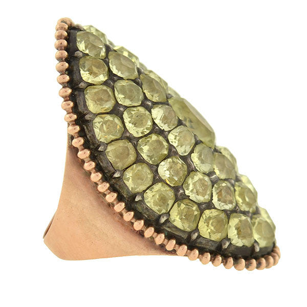 Georgian Huge 12kt Chrysoberyl Curved Plaque Ring 9ctw