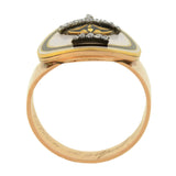 Georgian 18kt Diamond Enamel Urn Mourning Hair Locket Ring
