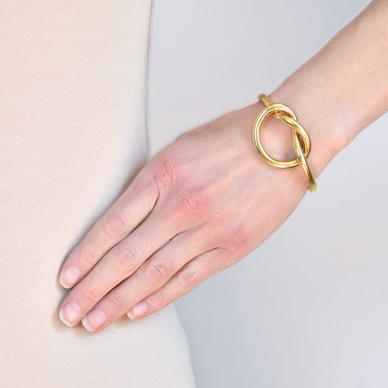 Vintage 18kt Yellow Gold Love Knot Bangle Bracelet