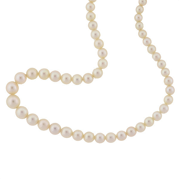 Retro 14kt & Cultured Pearl Graduated Necklace