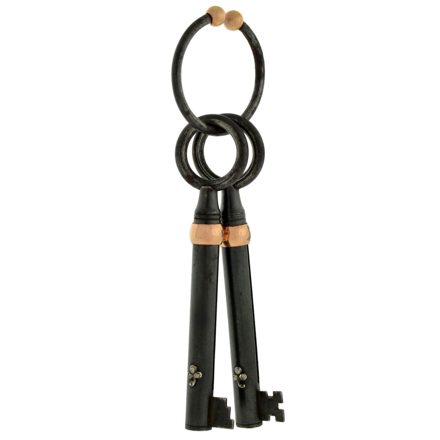 Victorian 18kt/Gunmetal Retractable Double Skeleton Key