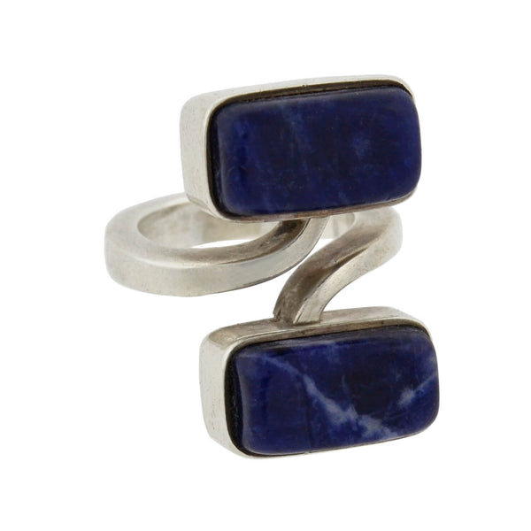 JENS HOUGAARD Vintage Sterling Lapis Lazuli Bypass Ring