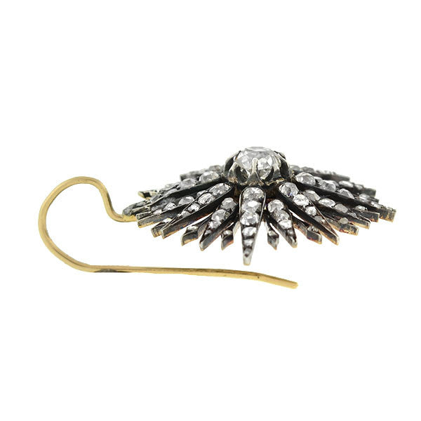Georgian 15kt Silver-Topped Diamond Starburst Earrings