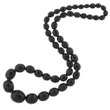 Victorian Large Faceted Jet Bead Necklace 30"