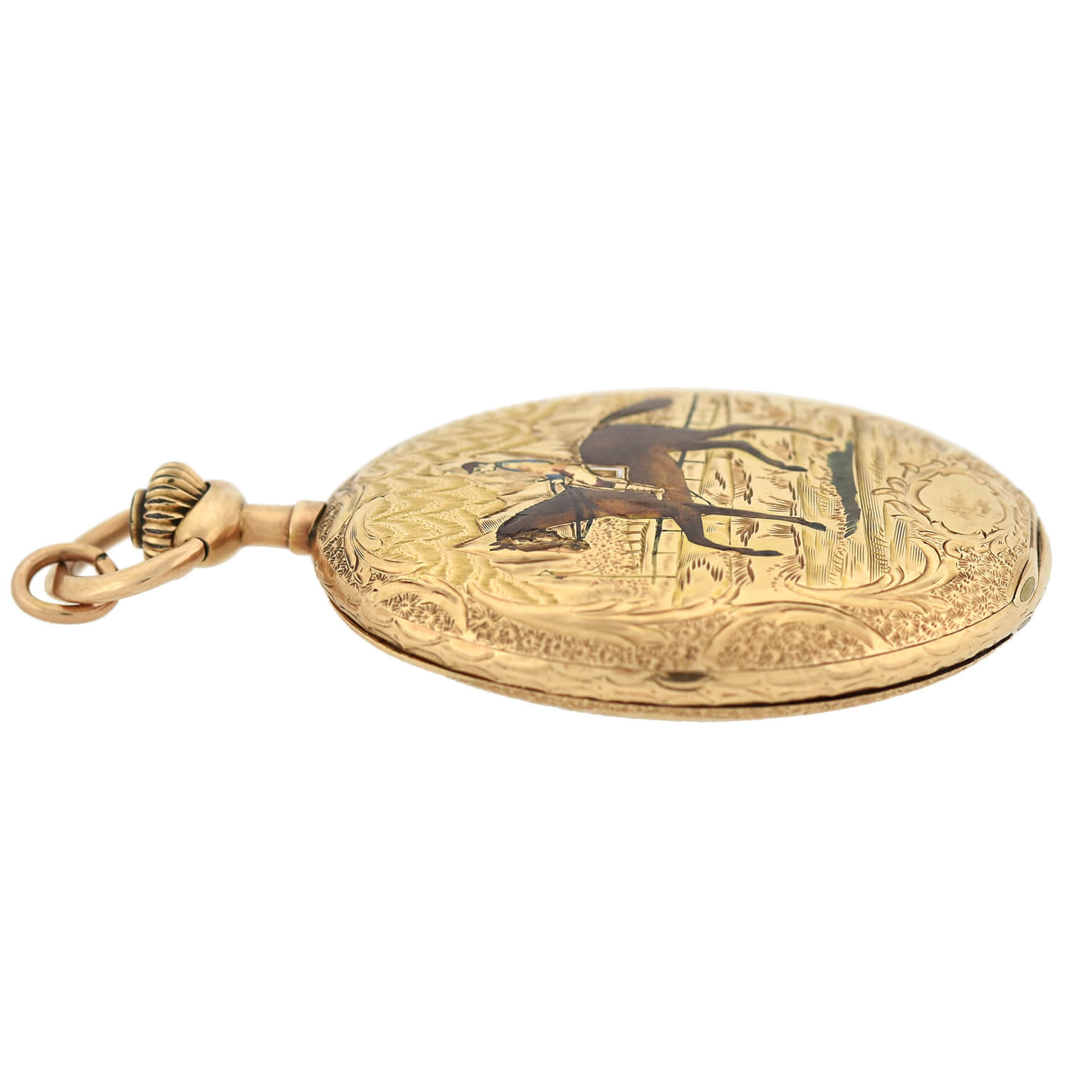 LOUIS AUDEMARS & CIE Rare Victorian 14kt Hunter Case Enamel Pocket Watch