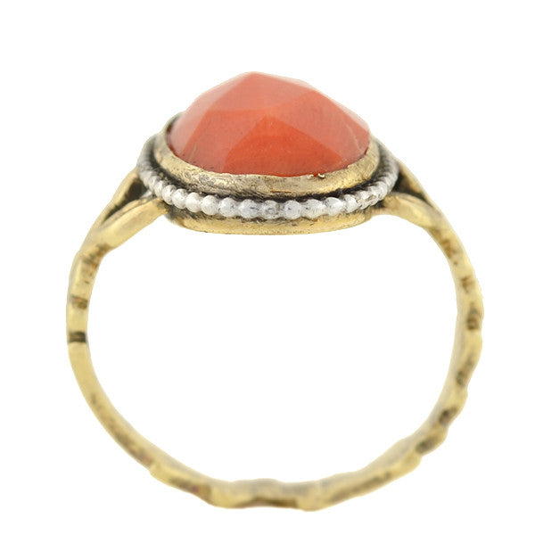 Georgian 15kt Faceted Natural Coral Ring