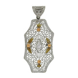 Art Deco 14kt Mixed Metals Diamond Filigree Pendant