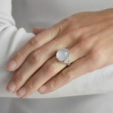 Art Deco Platinum Moonstone & Diamond Ring