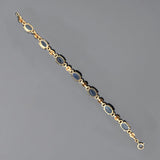 Retro 14k Gold Moonstone Flower Link Bracelet