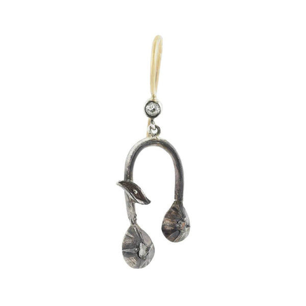 Victorian Petite Sterling/14kt Old Rose Cut Diamond Dangle Earrings