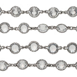 Art Deco Long Silver + Rock Quartz Crystal Chain Necklace 62"