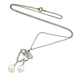 Edwardian Platinum/14kt Diamond & Pearl Lavalier Necklace