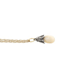 Victorian 14kt/Sterling Natural Pearl + Diamond Pendant Necklace