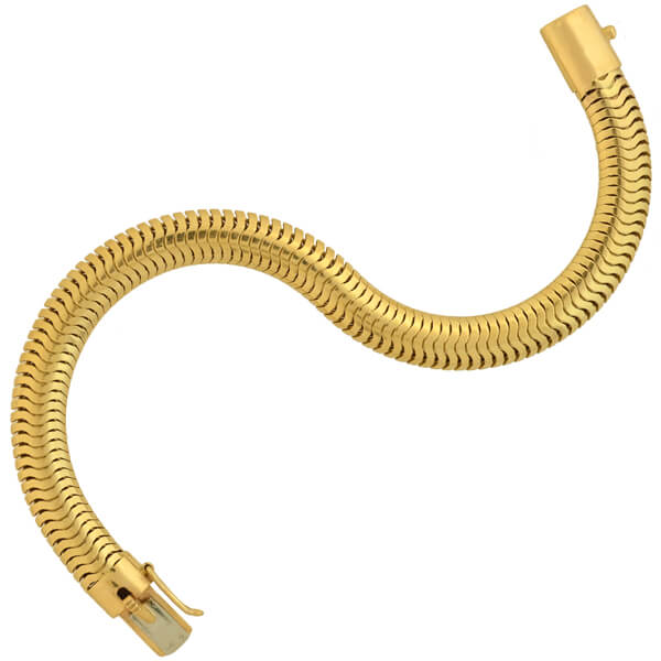 Retro 14kt Gold Flexible Snake Chain Bracelet
