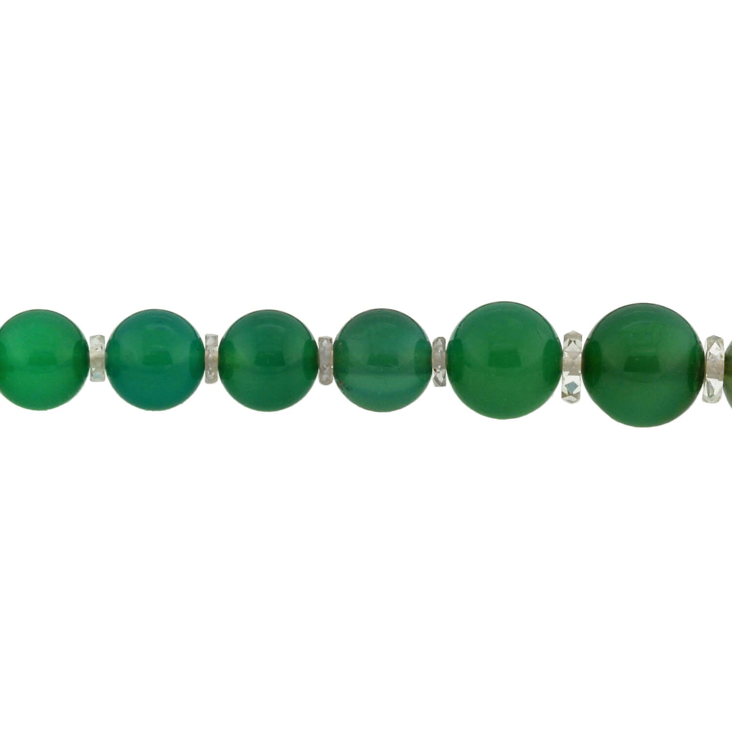 Art Deco Chrysoprase + Rock Crystal Bead Necklace 22"