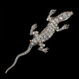Victorian 18kt Sterling Rose Cut Diamond Salamander Pin 1ctw