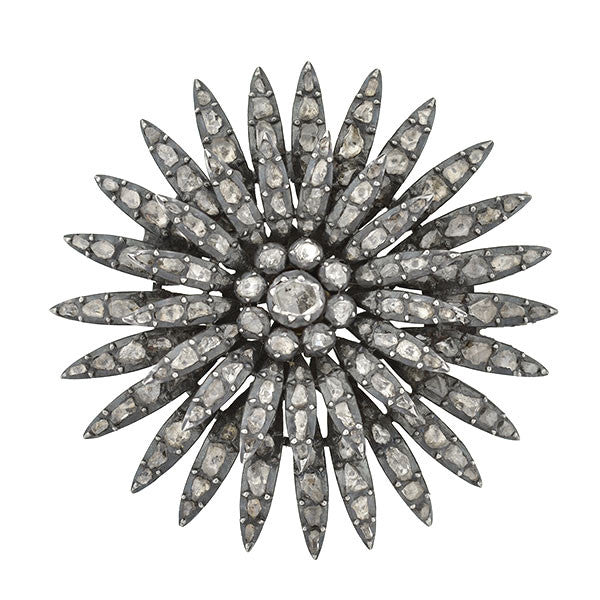 Early Victorian Diamond Trembler Flower Pin/Pendant