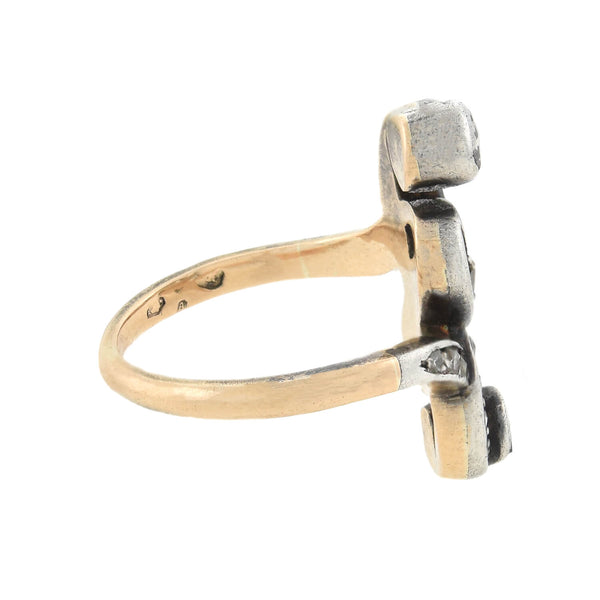 Victorian 14kt/Sterling + Diamond Ribbon Ring