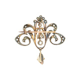 Victorian 14k/Sterling Rose Cut Diamond Pendant or Pin