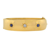 Victorian 15kt Sapphire & Diamond Wide Bangle Bracelet