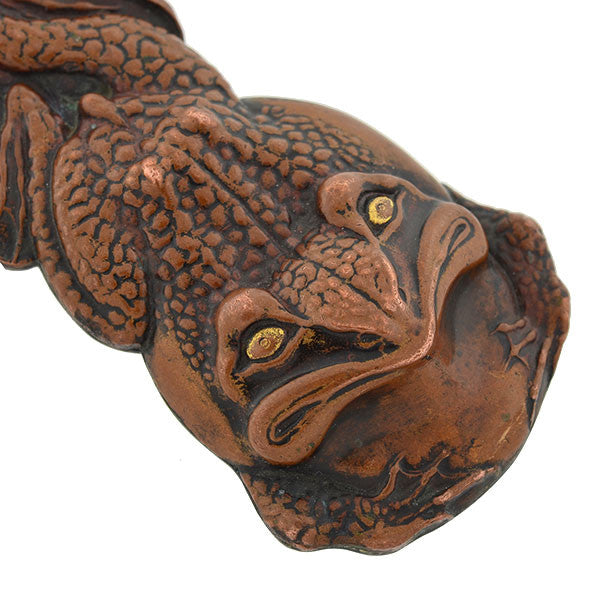 Victorian Huge Japanese Bronze Shakudo Frog Pendant