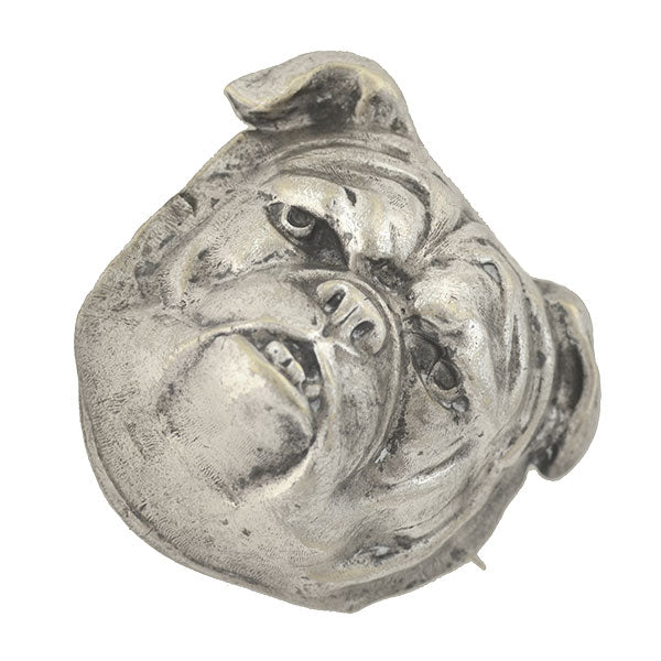 Late Victorian Large Silver Plated British Bulldog Head Pin