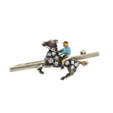 Victorian Petite Silver Diamond & Enamel Horse & Jockey Pin