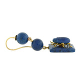 Victorian 10kt Carved Sodalite Bug Earrings