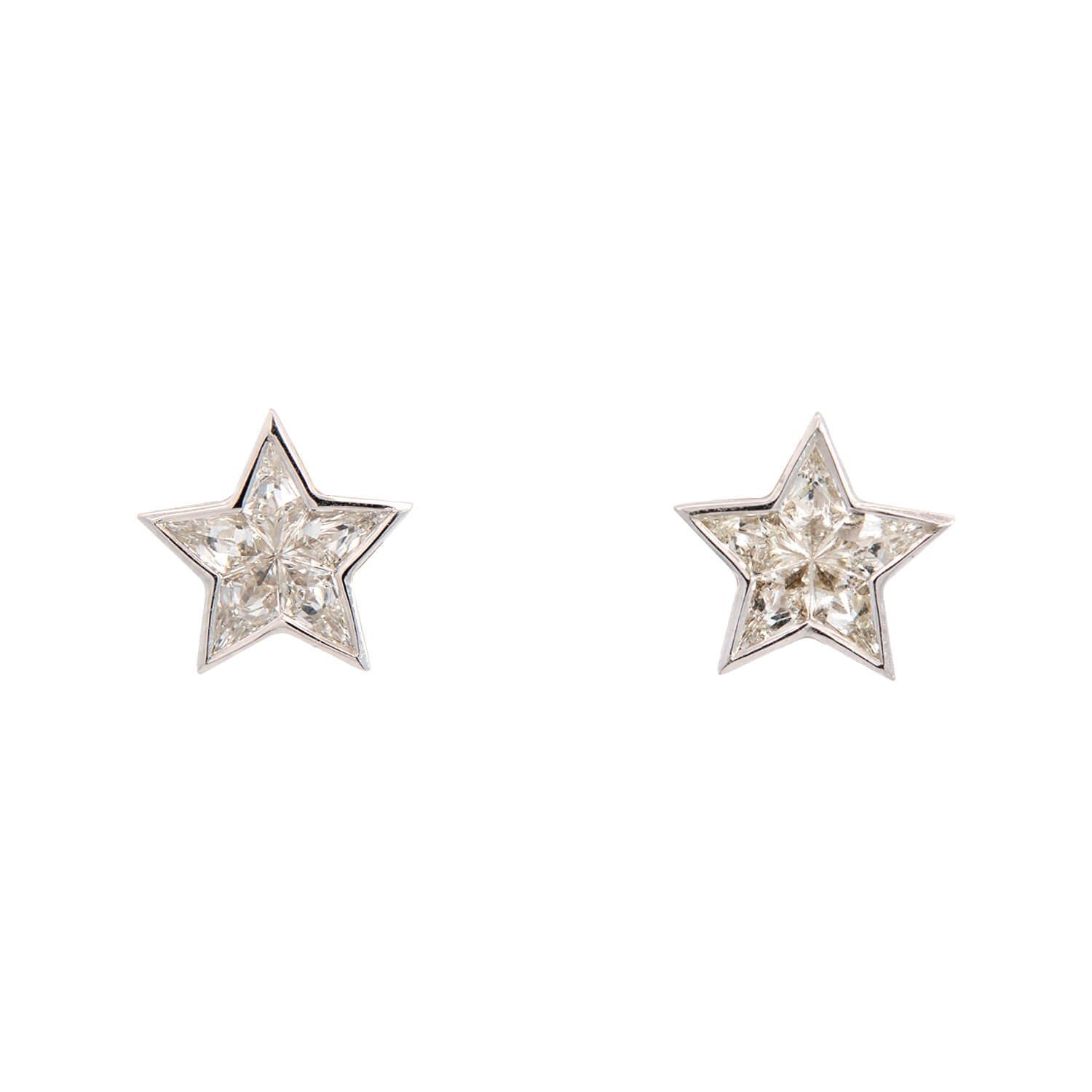Estate 18K Kite Cut Diamond Star Earrings 0.75ctw by A. Brandt + Son