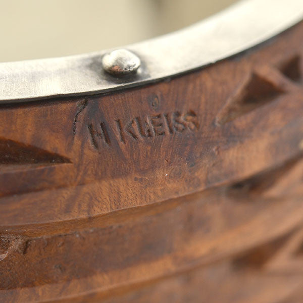 H. KLEISS Art Deco Sterling & Carved Wood Bracelet