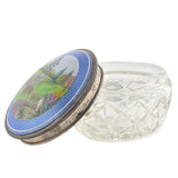 Victorian Cut Crystal Jar with Sterling & Enamel Lid