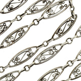 Victorian Sterling Silver Filigree Muff Chain 42" Long