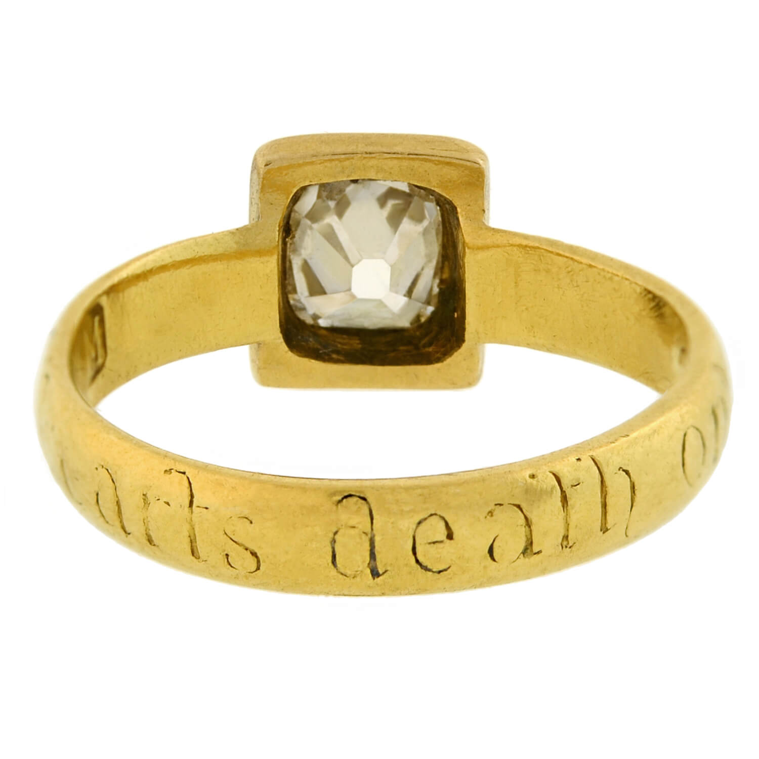 17th Century/Stuart (Ca 1650) 18k Peruzzi Cut Diamond Posy Ring 1ctw