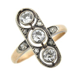 Victorian 14kt/Sterling + Diamond 3-Stone Ring 0.75ctw