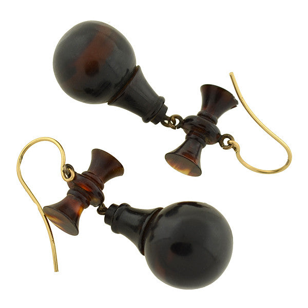 Victorian Tortoise Shell Earrings w/ 14kt Wires