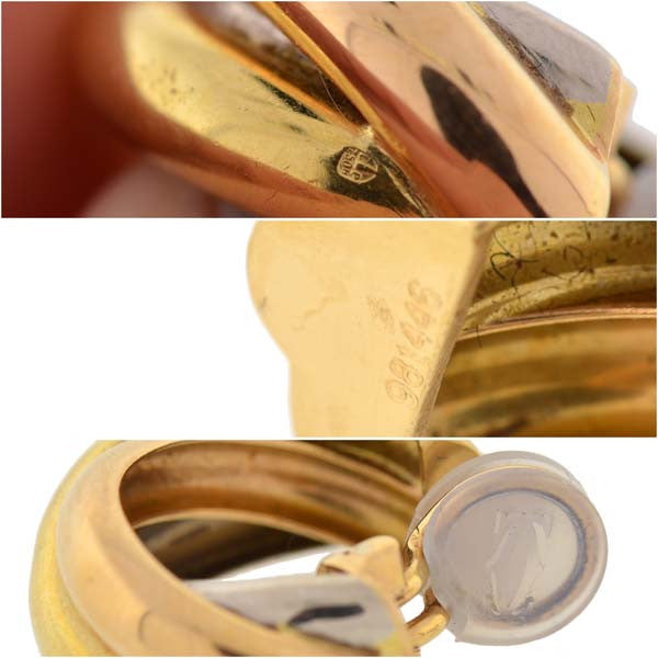 CARTIER 18K Estate 3-Tone Trinity Hoop Clip Earrings