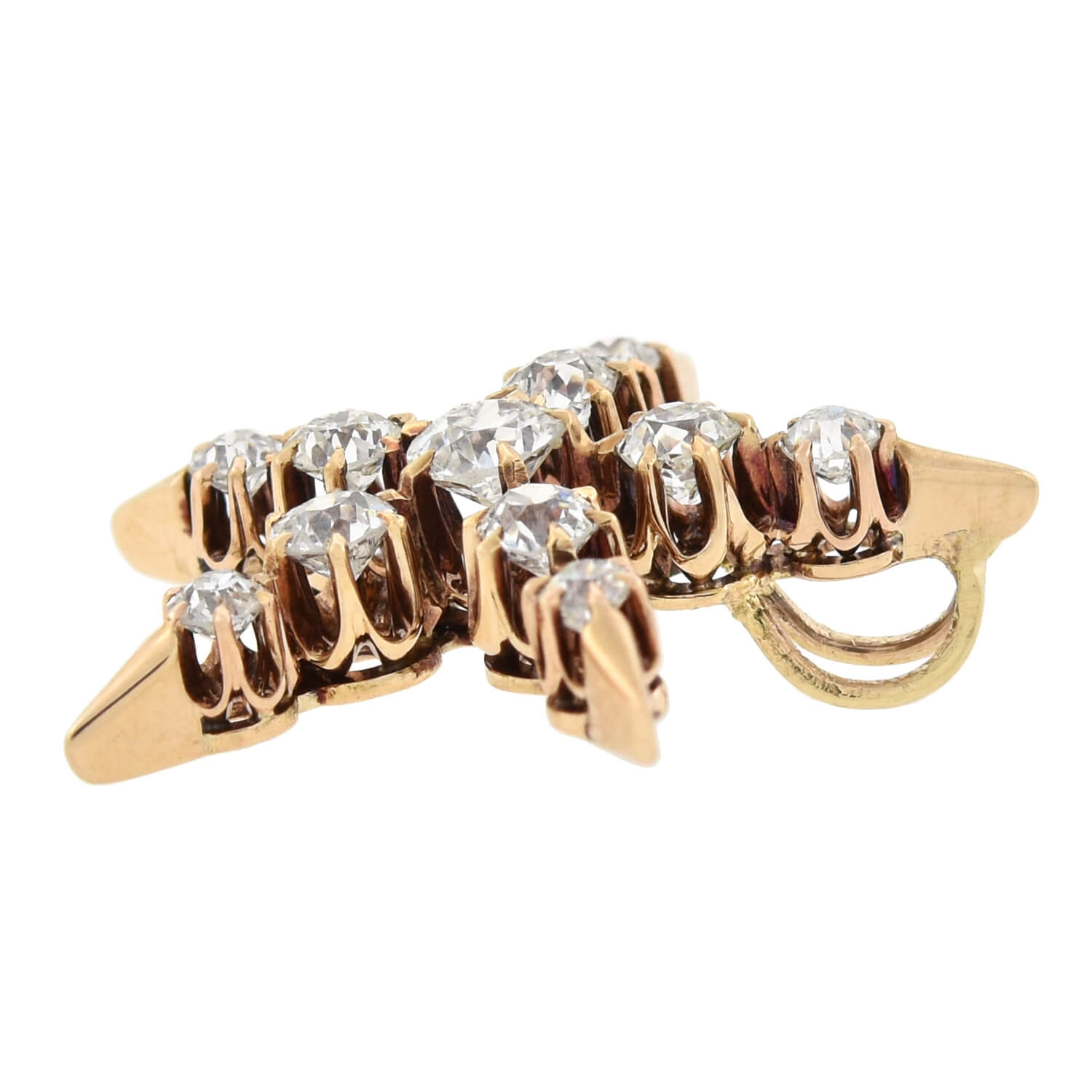 Victorian 14kt Mine Cut Diamond 5-Point Star Pendant 0.80ctw