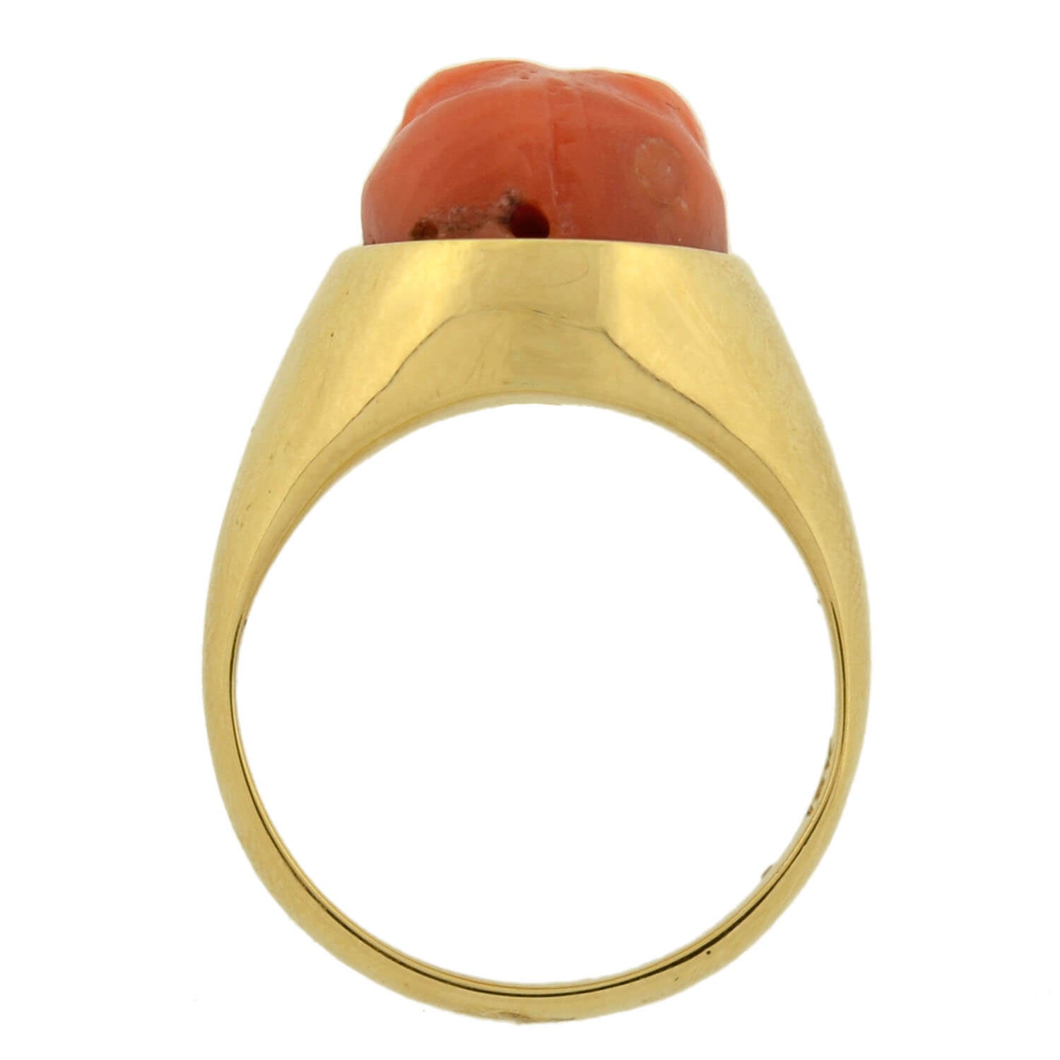 Victorian 18k Hand Coral Skull Ring