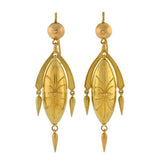Victorian 14kt Yellow Gold Etruscan Drop Earrings