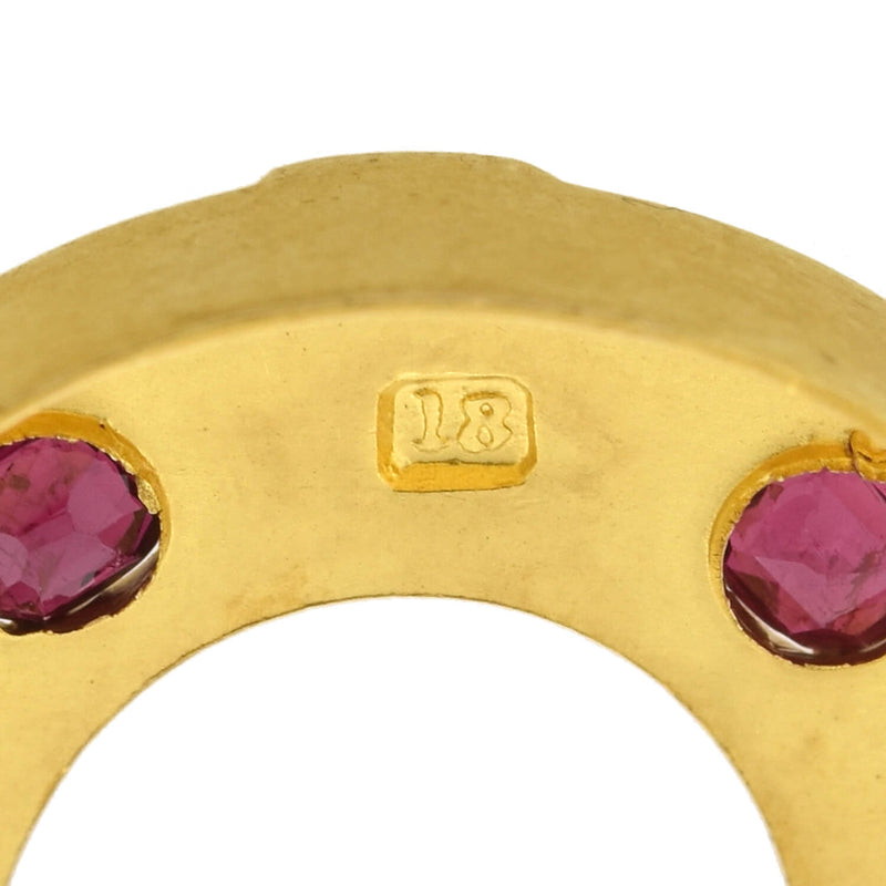 Victorian 18kt Diamond + Natural Ruby Horseshoe Bangle Bracelet