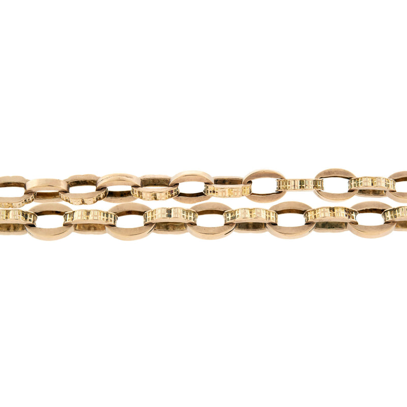 Victorian 9k Gold Fancy Link Watch Chain Necklace 16.5" 23.2g
